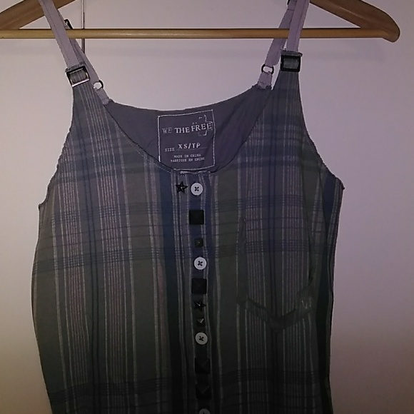 Free People We the Free Plaid Tank Top Buttons - Picture 2 of 4